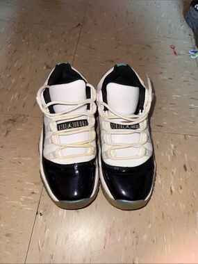Jordan Low-Top Sneakers in White, Black and Teal Accent